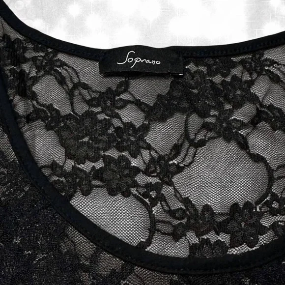 Alt Style Y2K Goth Black Lace Paisley Babydoll Top - Picture 6 of 6